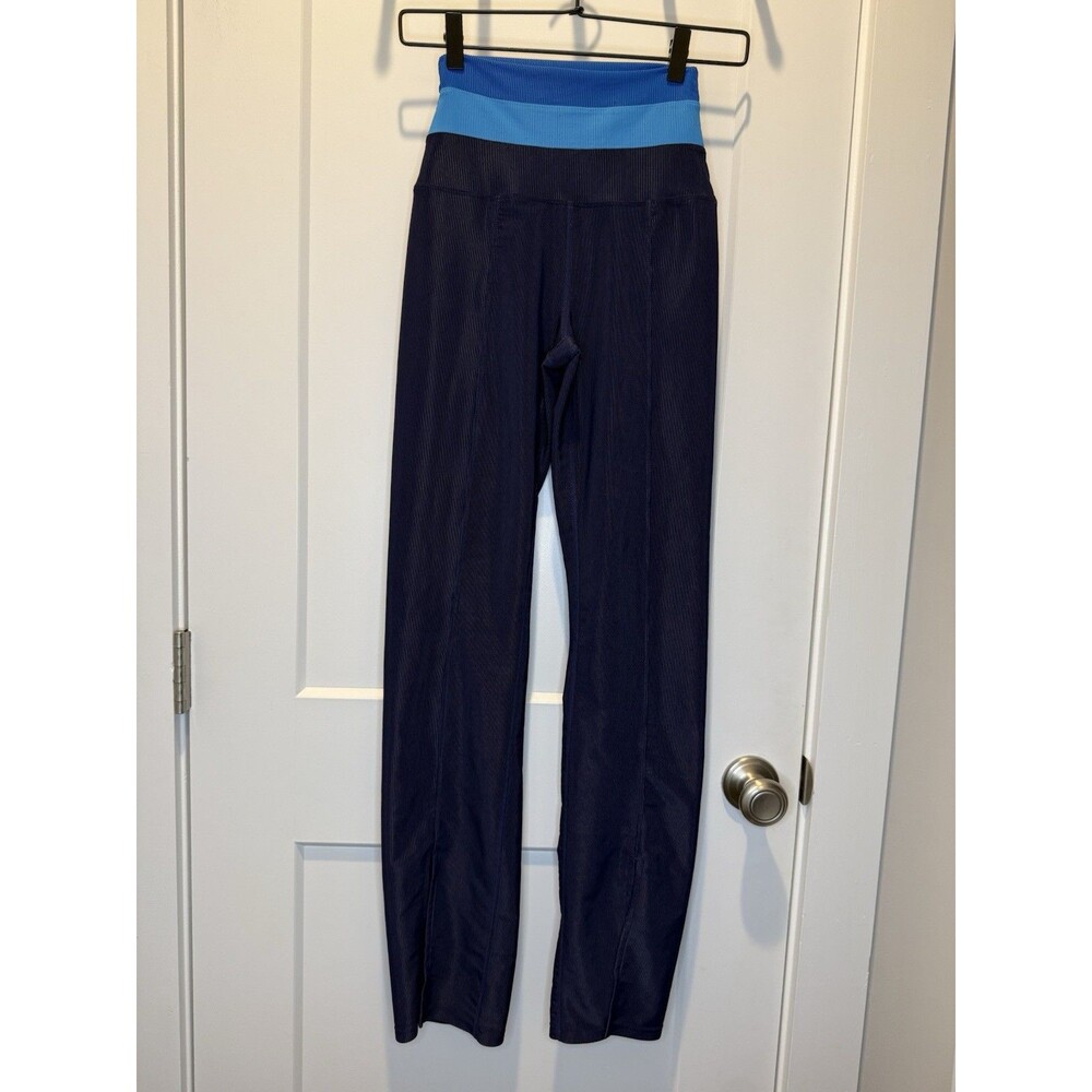 Beach Riot Amalfi Pant Stretchy Ribbed In Marine Colorblock Navy Blue Size Small